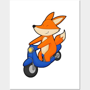 Fox as Biker with Scooter Posters and Art